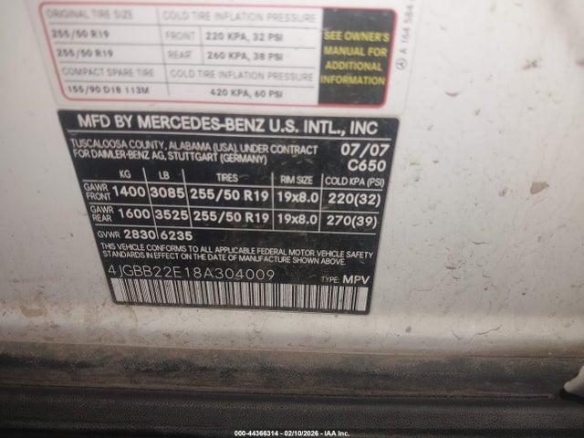 2008 MERCEDES-BENZ ML 320 CDI 4JGBB22E18A304009 Photo 8