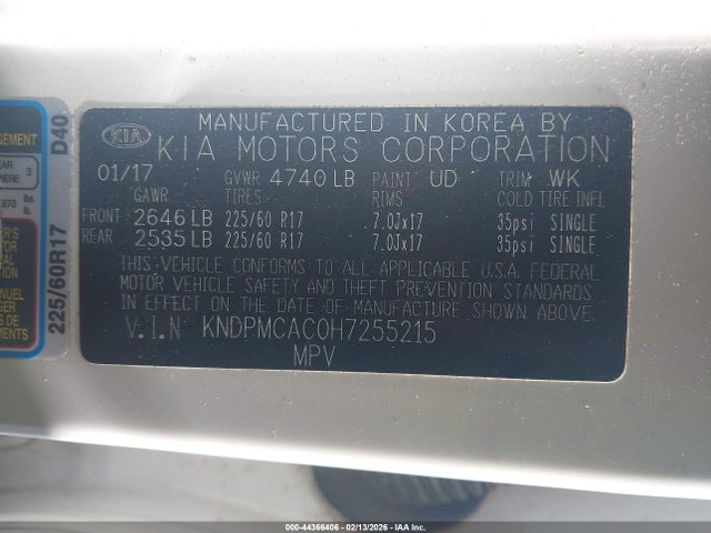 2017 KIA SPORTAGE KNDPMCAC0H7255215 Photo 8