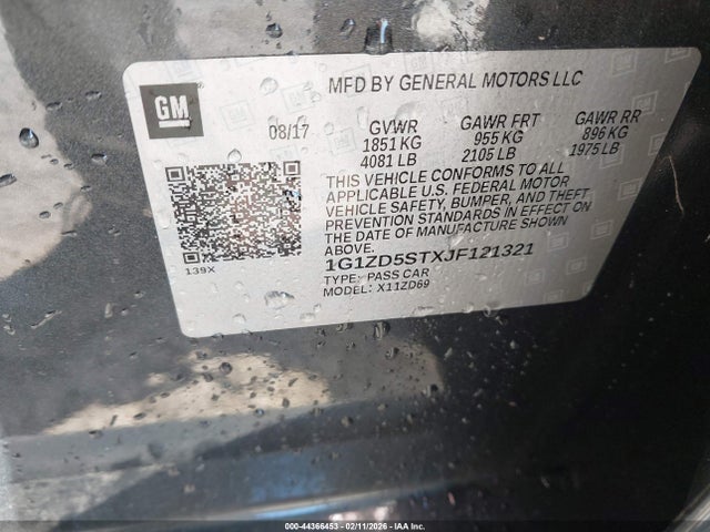 1G1ZD5STXJF121321 Chevrolet MALIBU LT