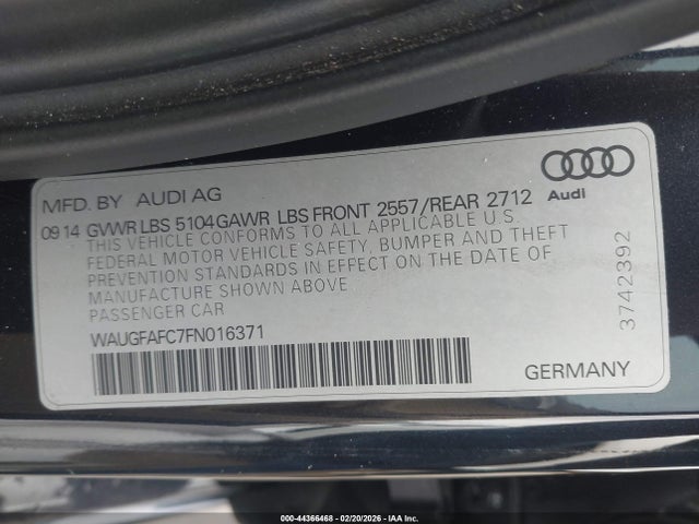 Продажа на аукционе авто 2015 Audi A6 2.0t Premium, vin: WAUGFAFC7FN016371, номер лота: 44366468