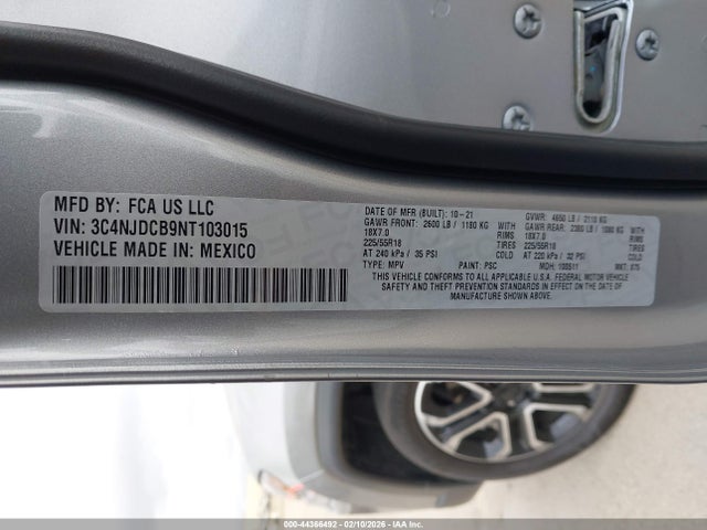 Aukcja sprzedaży 2022 Jeep Compass Limited 4x4, vin: 3C4NJDCB9NT103015, numer aukcji: 44366492
