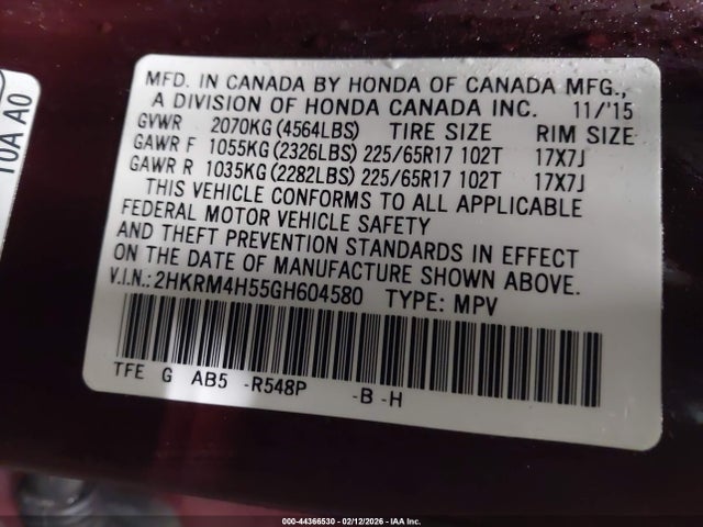 Honda CR-V EX 2016 2HKRM4H55GH604580 Image 9