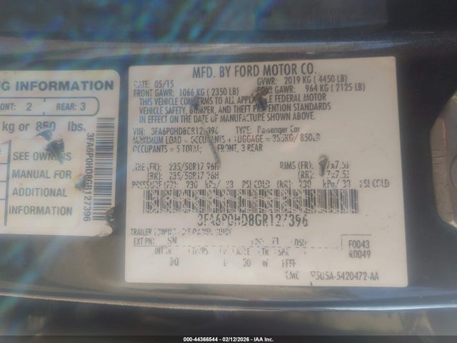 2016 FORD FUSION 3FA6P0HD8GR127396 Photo 8