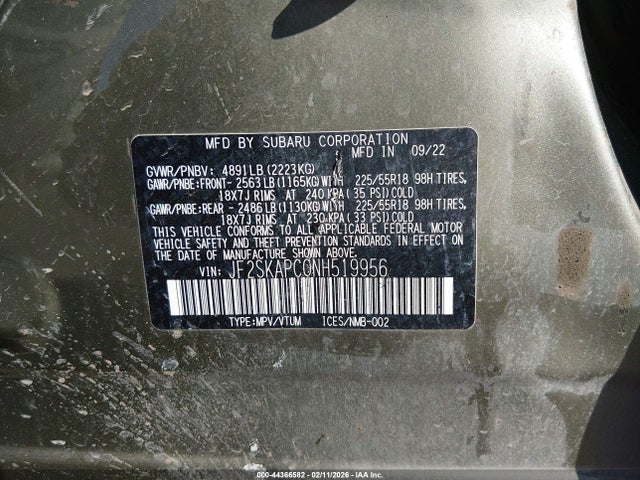 2022 SUBARU FORESTER JF2SKAPC0NH519956 Photo 8