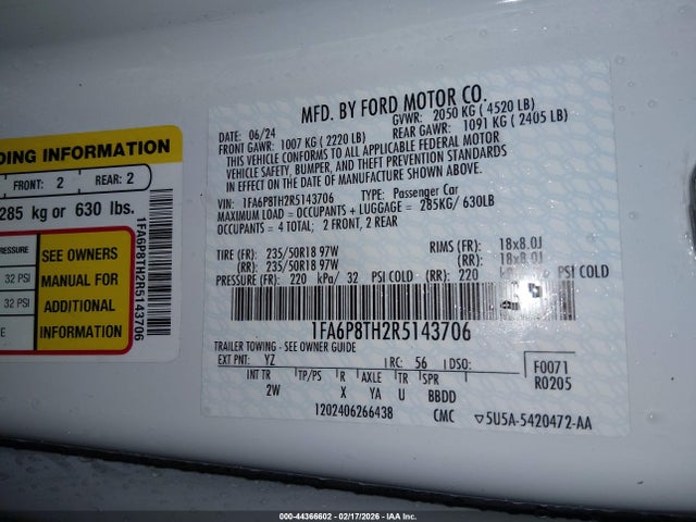 Ford Mustang Ecoboost Fastback 2024 1FA6P8TH2R5143706 Image 9