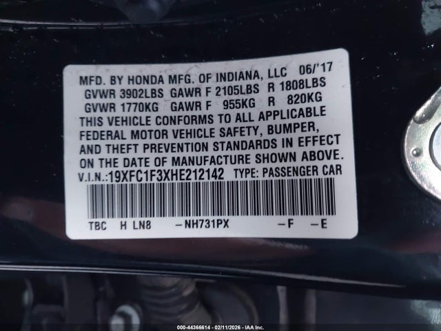 19XFC1F3XHE212142 Honda Civic Ex-t