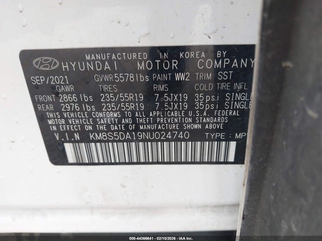 2022 HYUNDAI SANTA FE HYBRID KM8S5DA19NU024740 Photo 8