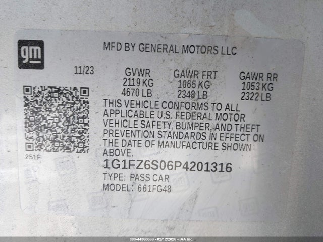 1G1FZ6S06P4201316 Chevrolet Bolt Euv Fwd Premier