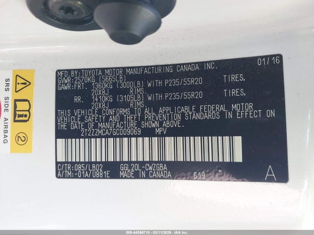 44366710 :رقم المزاد ، 2T2ZZMCA7GC009069 vin ، 2016 Lexus Rx 350 مزاد بيع