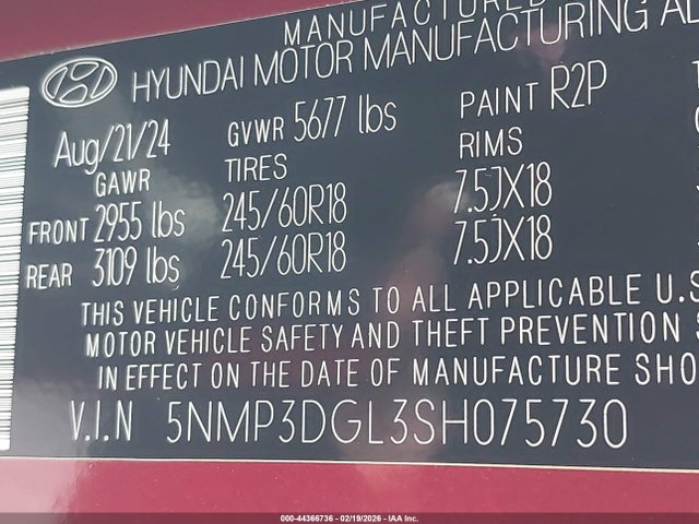 2025 HYUNDAI SANTA FE 5NMP3DGL3SH075730 Photo 8