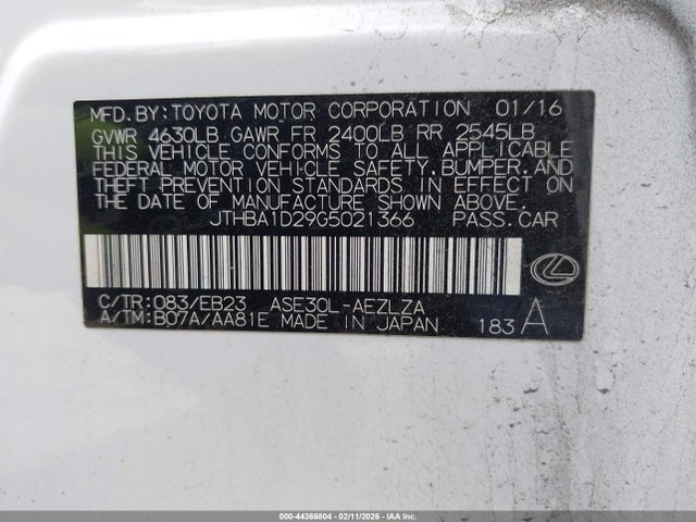 Lexus IS 200T 2016 JTHBA1D29G5021366 Image 9