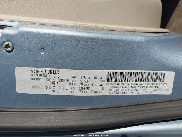 Aukcja sprzedaży 2016 Chrysler Town & Country Touring, vin: 2C4RC1BG2GR239435, numer aukcji: 44366918