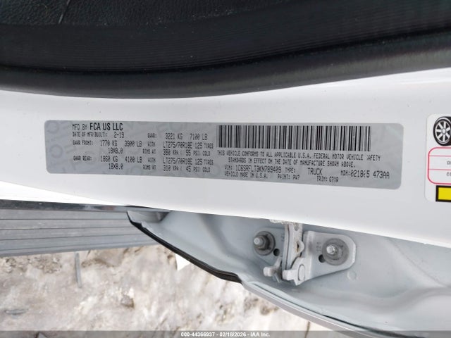 2019 Ram 1500 მანქანა იყიდება აუქციონზე, vin: 1C6SRFLT3KN789409, აუქციონის ნომერი: 44366937
