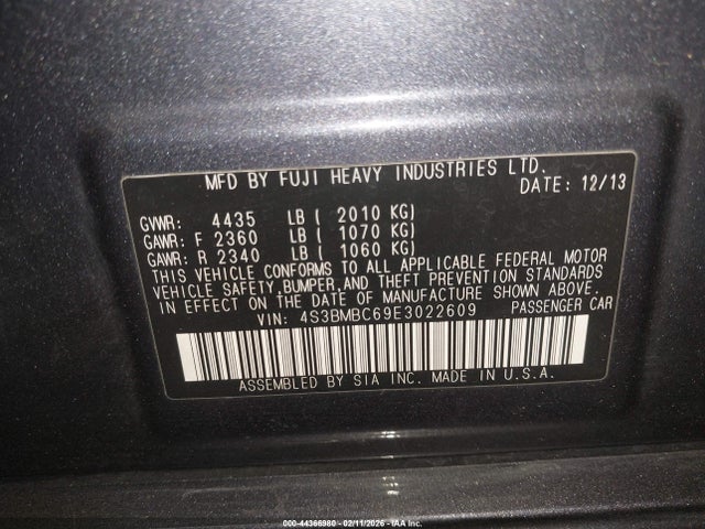 Subaru Legacy 2.5i Premium 2014 4S3BMBC69E3022609 Image 9