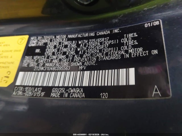Продажа на аукционе авто 2008 Lexus Rx 350, vin: 2T2HK31U48C095563, номер лота: 44366991