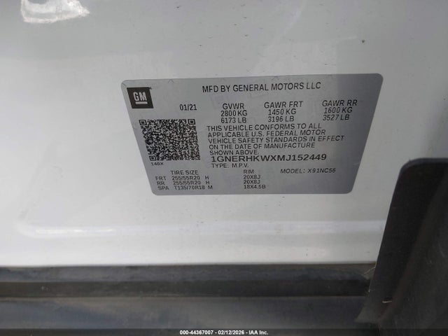 1GNERHKWXMJ152449 Chevrolet Traverse Fwd Lt Leather