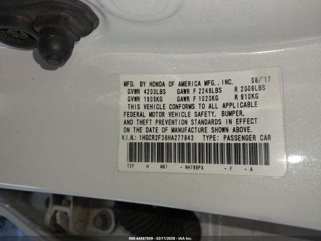 1HGCR2F38HA277843 Honda ACCORD LX