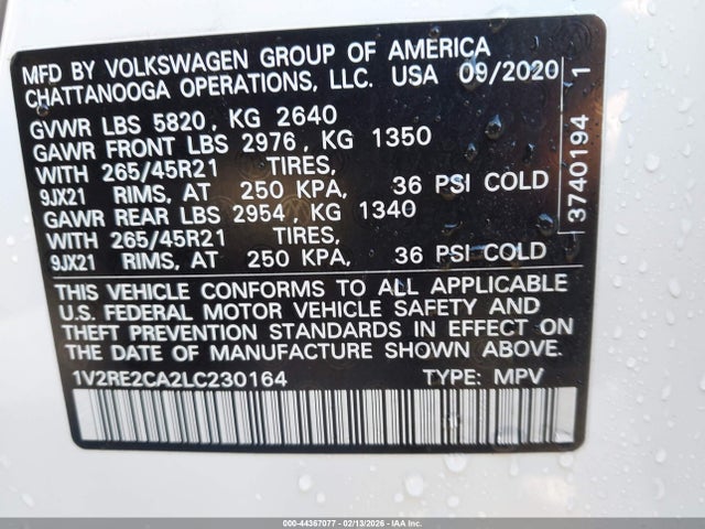 2020 VOLKSWAGEN ATLAS CROSS SPORT 1V2RE2CA2LC230164 Photo 8