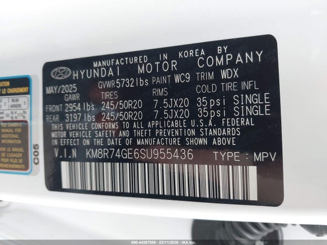 KM8R74GE6SU955436 Hyundai Palisade Calligraphy