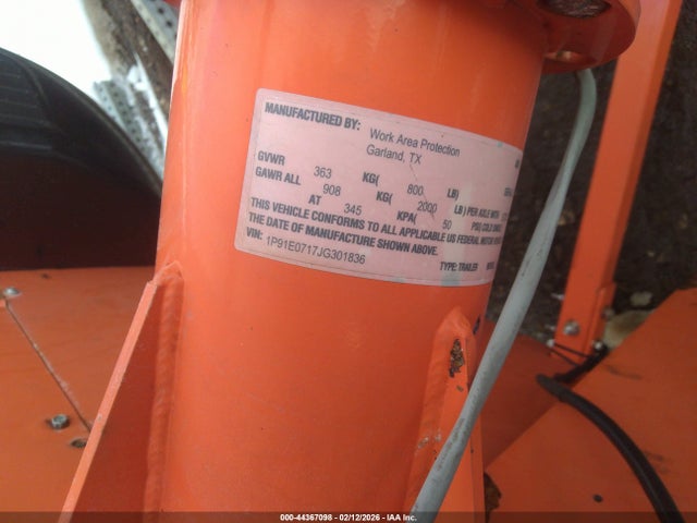 Продаж на аукціоні авто 2018 Trailer Work Area Protection Arrow Board, vin: 1P91E0717JG301836, номер лоту: 44367098