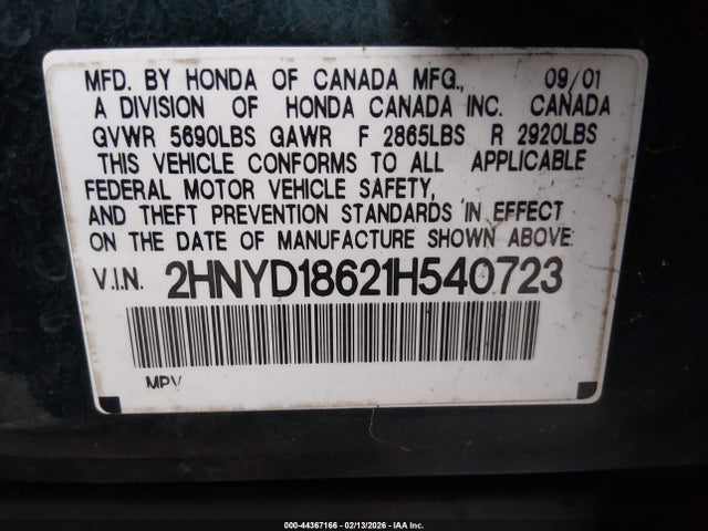 2001 ACURA MDX 2HNYD18621H540723 Photo 8