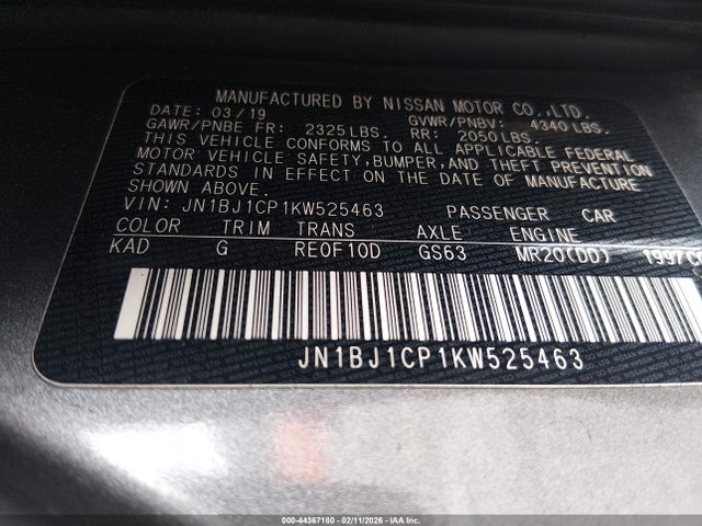 JN1BJ1CP1KW525463 Nissan Rogue Sport S