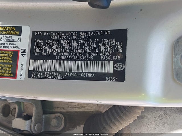 2011 TOYOTA CAMRY 4T1BF3EK3BU635515 Photo 8