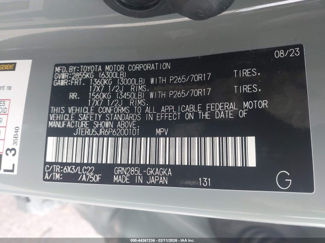 2023 TOYOTA 4RUNNER JTERU5JR6P6200101 Photo 8