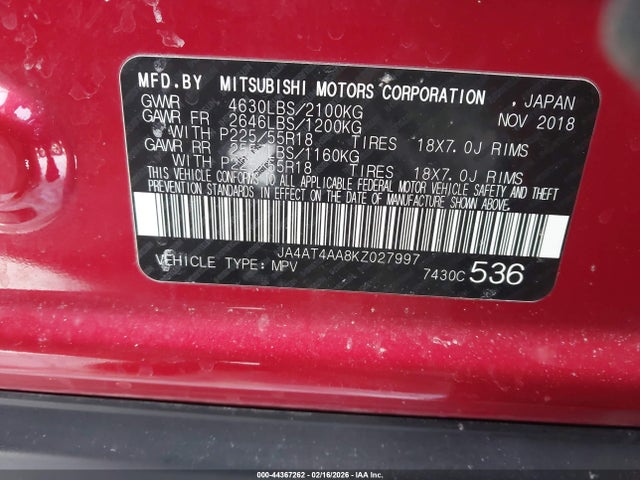 2019 MITSUBISHI ECLIPSE CROSS JA4AT4AA8KZ027997 Photo 8