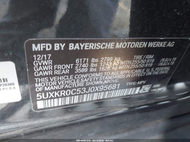 Продаж на аукціоні авто 2018 Bmw X5 Xdrive35i, vin: 5UXKR0C53J0X95681, номер лоту: 44367275