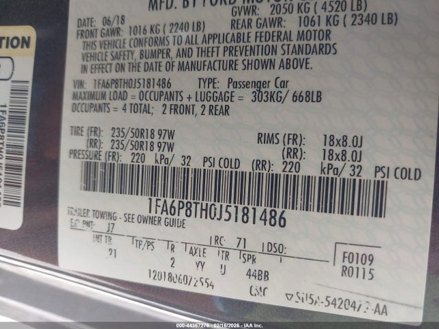 Ford Mustang Ecoboost 2018 1FA6P8TH0J5181486 Image 9