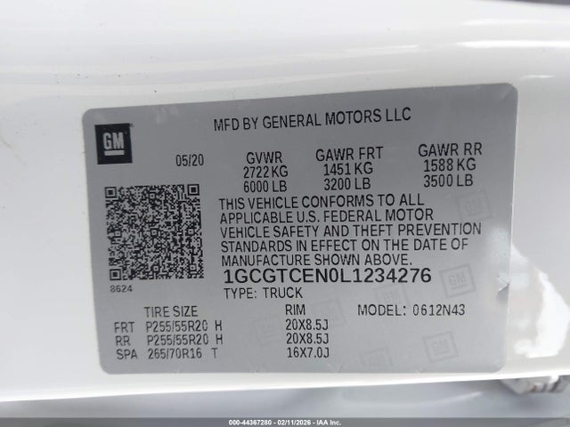 1GCGTCEN0L1234276 Chevrolet Colorado 4wd Short Box Lt