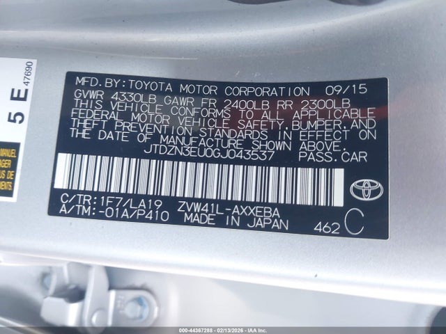 JTDZN3EU0GJ043537 Toyota Prius V Five