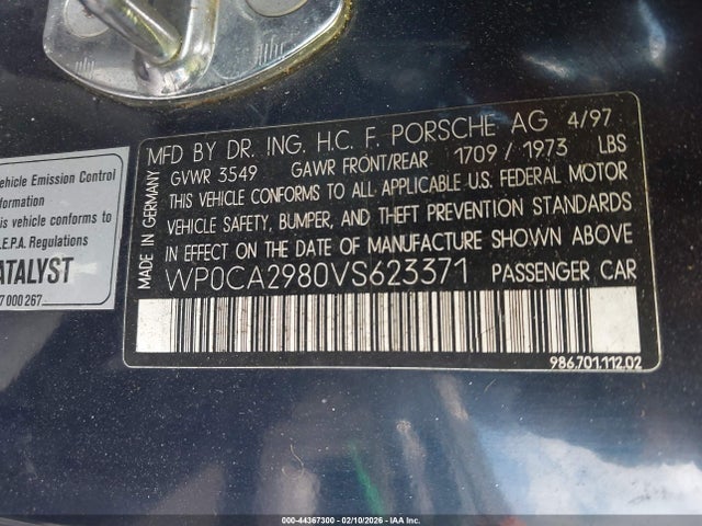 1997 PORSCHE BOXSTER WP0CA2980VS623371 Photo 8