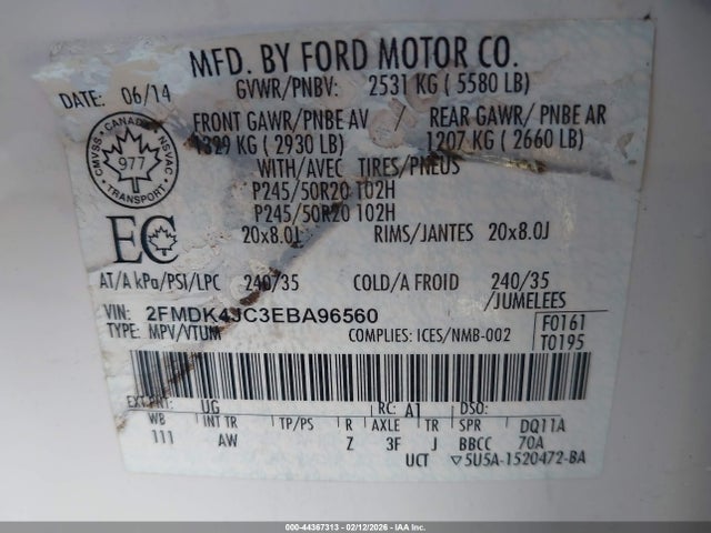Ford EDGE SEL 2014 2FMDK4JC3EBA96560 Image 9
