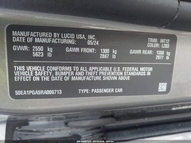 2024 LUCID AIR 50EA1PGA5RA006713 Photo 8