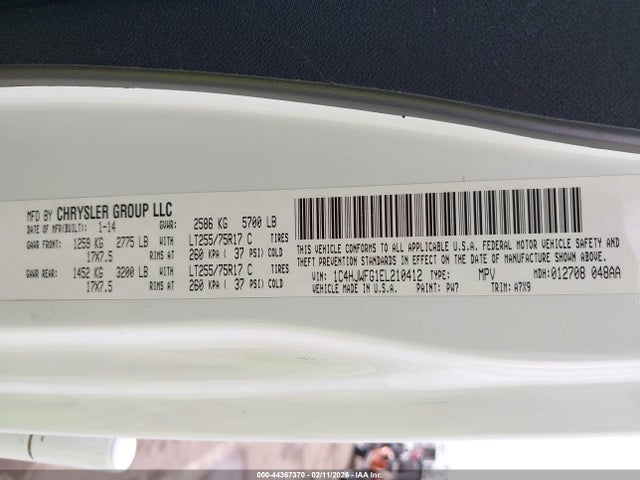 1C4HJWFG1EL210412 Jeep Wrangler Unlimited Rubicon
