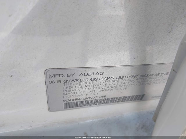 Продаж на аукціоні авто 2016 Audi A4 2.0t Premium, vin: WAUHFAFL9GN003885, номер лоту: 44367474