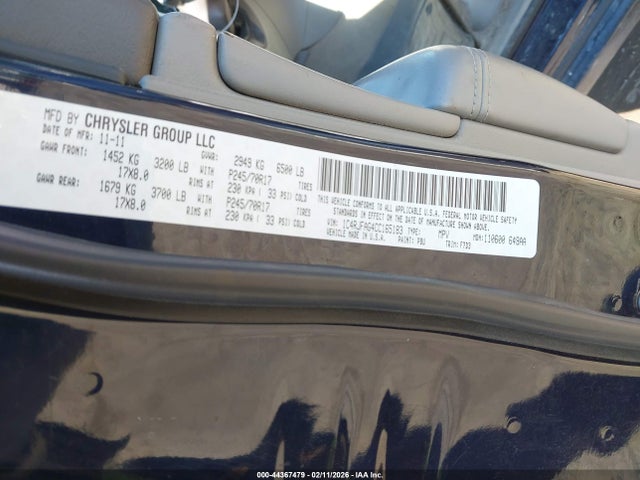 2012 Jeep Grand Cherokee Laredo მანქანა იყიდება აუქციონზე, vin: 1C4RJFAG4CC165183, აუქციონის ნომერი: 44367479