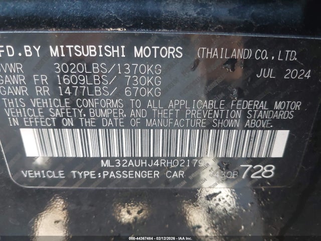 2024 MITSUBISHI MIRAGE ML32AUHJ4RH021798 Photo 8