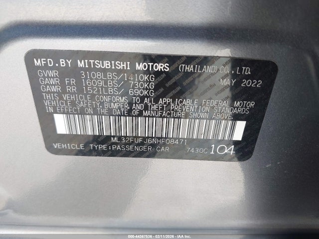 2022 MITSUBISHI MIRAGE G4 ML32FUFJ6NHF08471 Photo 8