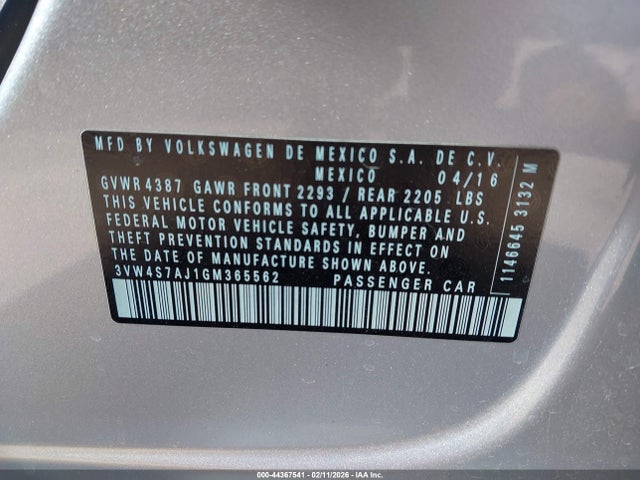 Продаж на аукціоні авто 2016 Volkswagen Jetta 2.0t Gli Sel, vin: 3VW4S7AJ1GM365562, номер лоту: 44367541
