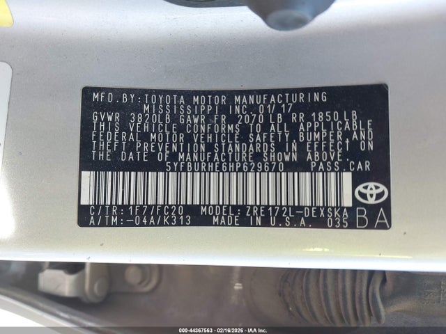 Toyota COROLLA SE 2017 5YFBURHE6HP629670 Image 9