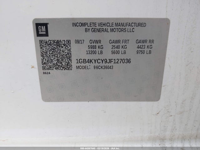 1GB4KYCY9JF127036 Chevrolet Silverado 3500hd Chassis Wt