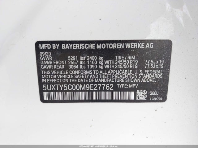 Продажа на аукционе авто 2021 Bmw X3 Xdrive30i, vin: 5UXTY5C00M9E27762, номер лота: 44367663