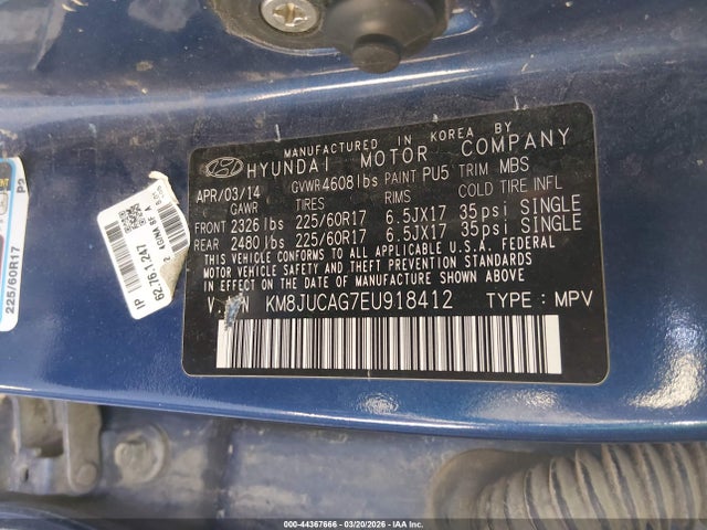 2014 HYUNDAI TUCSON KM8JUCAG7EU918412 Photo 8