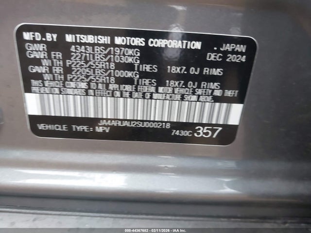 2025 MITSUBISHI OUTLANDER SPORT JA4ARUAU2SU000218 Photo 8