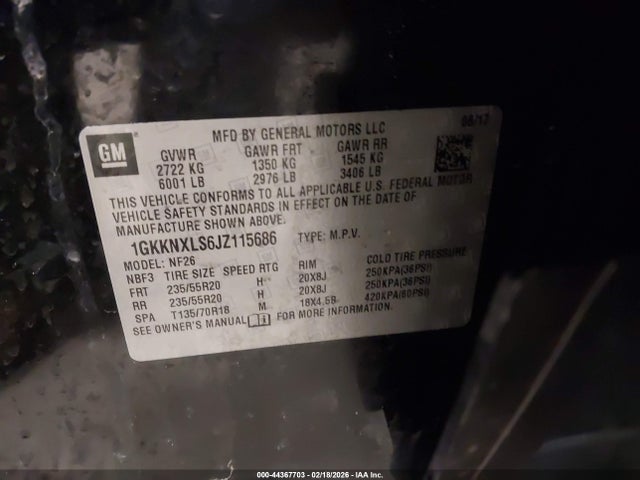 44367703 :رقم المزاد ، 1GKKNXLS6JZ115686 vin ، 2018 Gmc Acadia Denali مزاد بيع