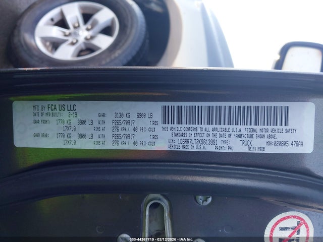 Продаж на аукціоні авто 2019 Ram 1500 Classic Slt  4x4 5'7 Box, vin: 1C6RR7LT2KS613991, номер лоту: 44367719