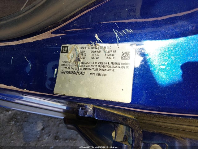 2013 Buick Verano Convenience Group მანქანა იყიდება აუქციონზე, vin: 1G4PR5SK6D4213433, აუქციონის ნომერი: 44367724